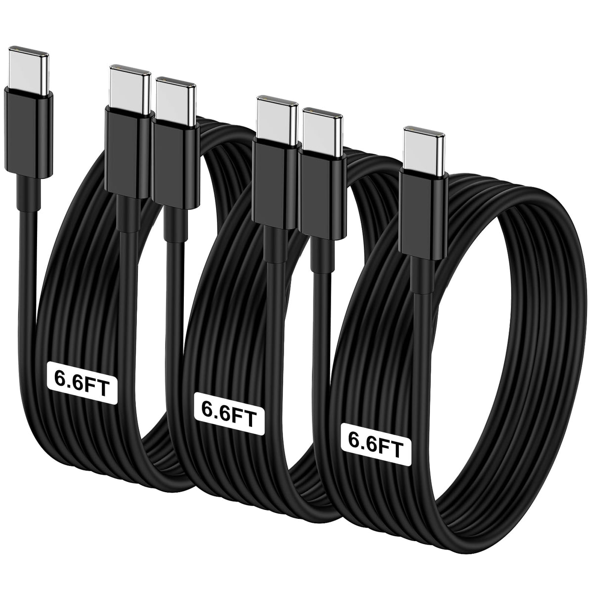 LOFPYE 3-Pack 10FT 60W USB C to USB C Cable, Type C to Type C Cable,Fast Charging Cable for iPhone 16 15 Pro Plus Pro Max，for Galaxy S24 S23, for iPad Pro/Air, for MacBook Pro/Air and More