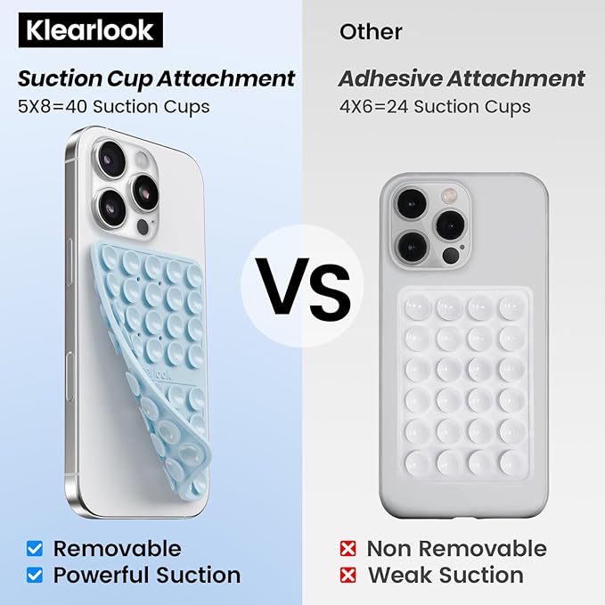 Silicone Suction Cup Phone Case Mount Double Sided, Silicon Sticky Phone Grip with Higher Suction Power for Cell Phone, Hands-Free Phone Accessories Holder for Selfies and Videos, Baby Blue