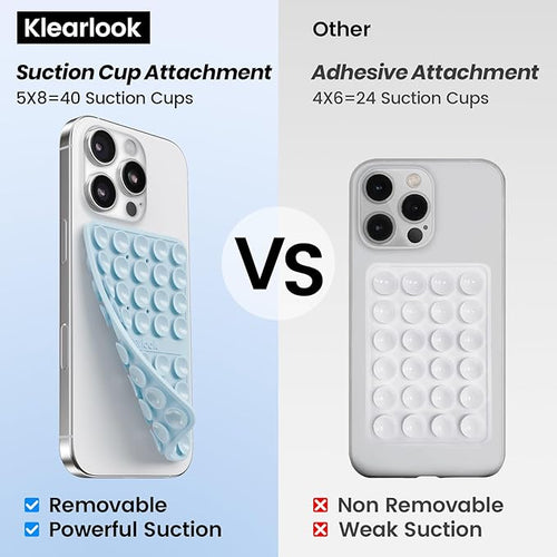 2PCS Silicone Suction Cup Phone Case Mount Double Sided, Hands-Free Phone Accessories Holder for Selfies and Videos, Silicon Sticky Phone Grip for iPhone and Android Light Pink&Light Blue