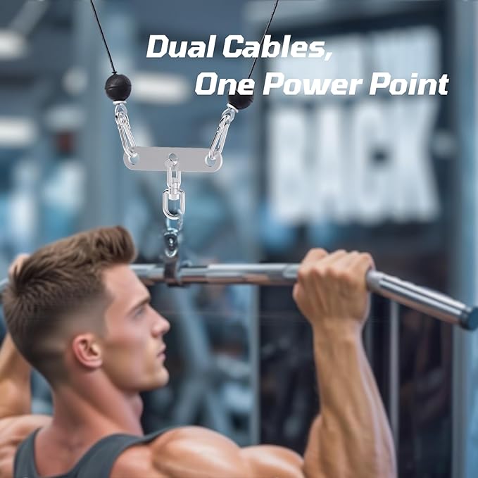 Double to Single Adaptor Plate for Cable Pulley Machines Durable Solid Stainless Steel with 3 Carabiners Suitable for Dual Cable Machines LAT Pulldown, Shoulder & Biceps Exercises