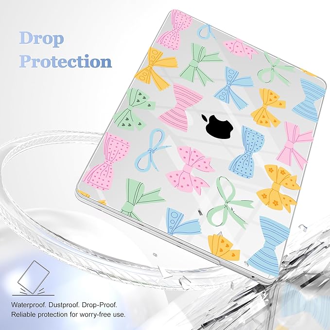 Case for MacBook Pro 13 inch with/Without Touch Bar (2016-2022, M2 A2338 M1 A2289 A2251 A2159 A1989 A1706 A1708), Hard Shell + Keyboard Cover + Dust Plug, Colorful Bow