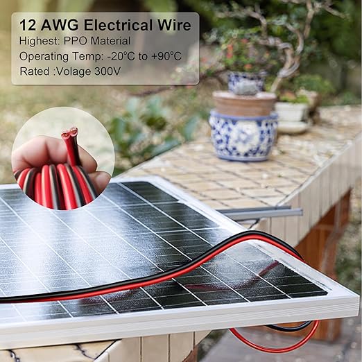 12AWG 2 Conductor Parallel Tinned Copper Wire - 20FT, Black, PVC Insulated, Solar Panel, LED, Automotive, RV, Inverter Compatible