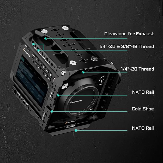 Tilta Camera Cage Compatible with Blackmagic Pyxis 6K/ Pyxis 12K- Includes Full Cage, Quick Release Bottom Plate, and Mini Tool | ES-T21-FCC