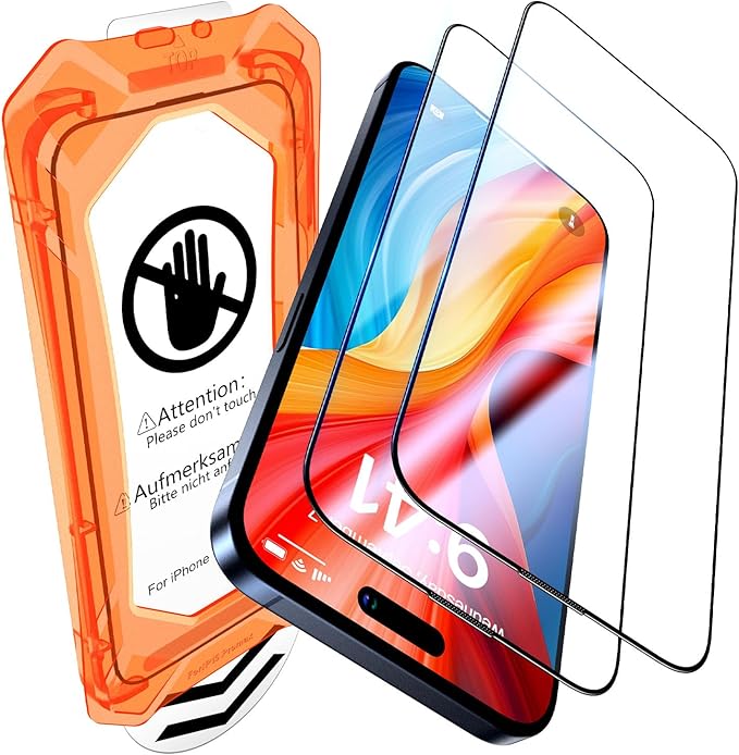UniqueMe for iPhone 15 Pro Max Screen Protector, [Military Grade Shatterproof & 9H+ Hardness] Screen Protector 15 Pro Max Tempered Glass Full Coverage Protection, Easy Installation, 2 Packs