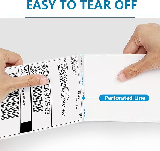 JADENS Thermal Labels 4x6-500 Labels, Compatible with Rollo, Brother, Zebra and Most Thermal Printer, Perforated, Commercial Grade, Doesn't Compatible with Dymo