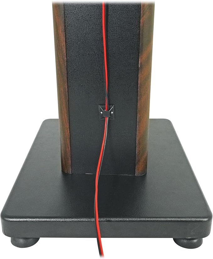 Rockville Pair RHT28D 28" Bookshelf Speaker Stands, Dark Wood Grain, 60 lbs Capacity, Sand-Fillable Design, Dual Platform Sizes, Anti-Slip Pads, for Home Theater and Studio Monitors