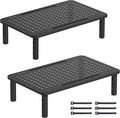 BONTEC 2 Pack 3 Height Adjustable Monitor Stand Riser with Pen Holder, Ergonomic Metal Laptop Stand with Cable Management, Desktop Stand for Computer, Printer, Monitor, Laptop, Black Steel, 14.5 in