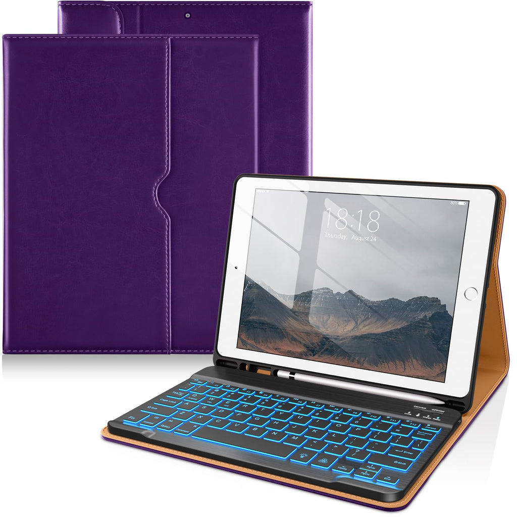 DTTO for iPad 9th/8th/7th Generation Case with Keyboard, Black Brown
