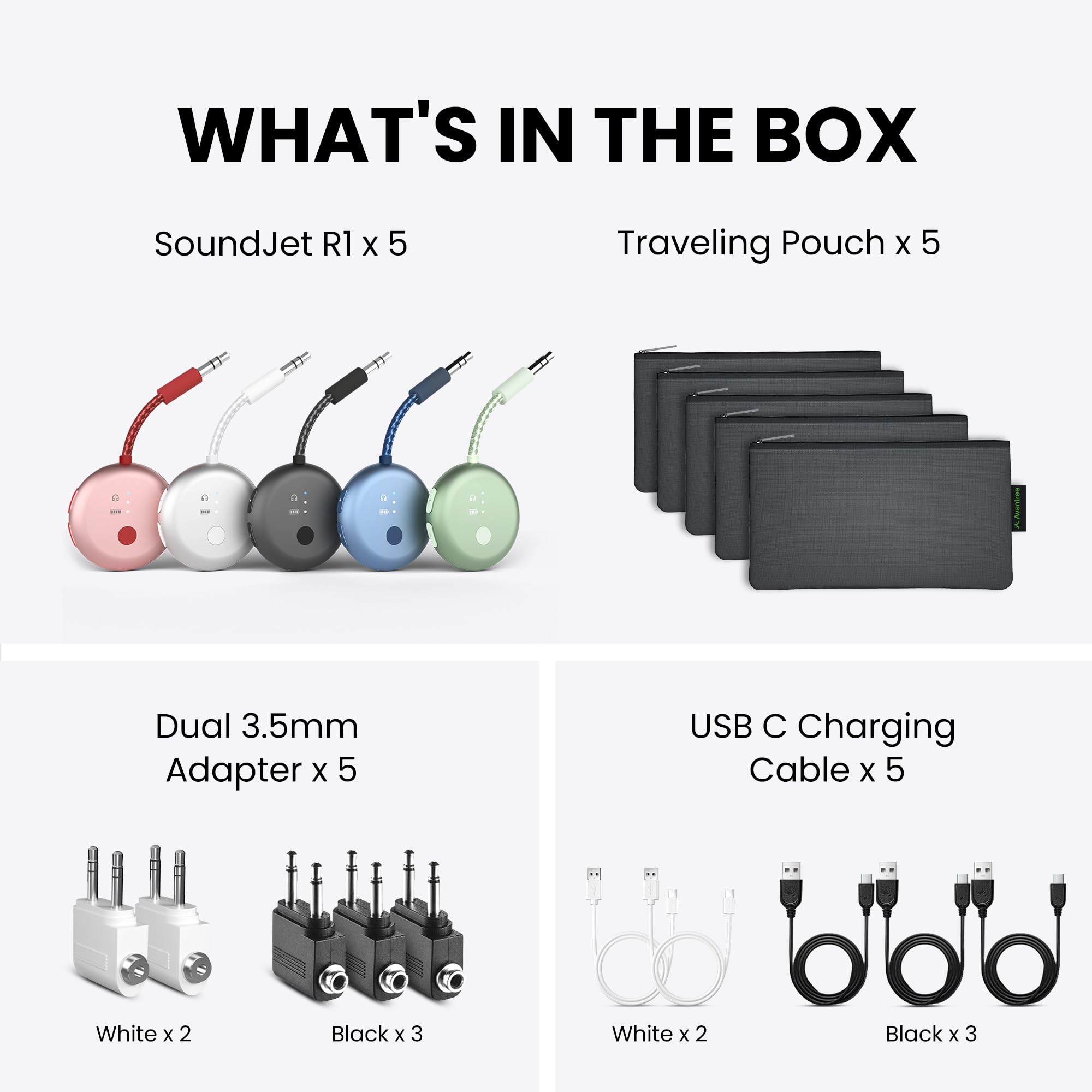 Avantree SoundJet R1-25Hr Airplane Bluetooth Adapter for All AirPods