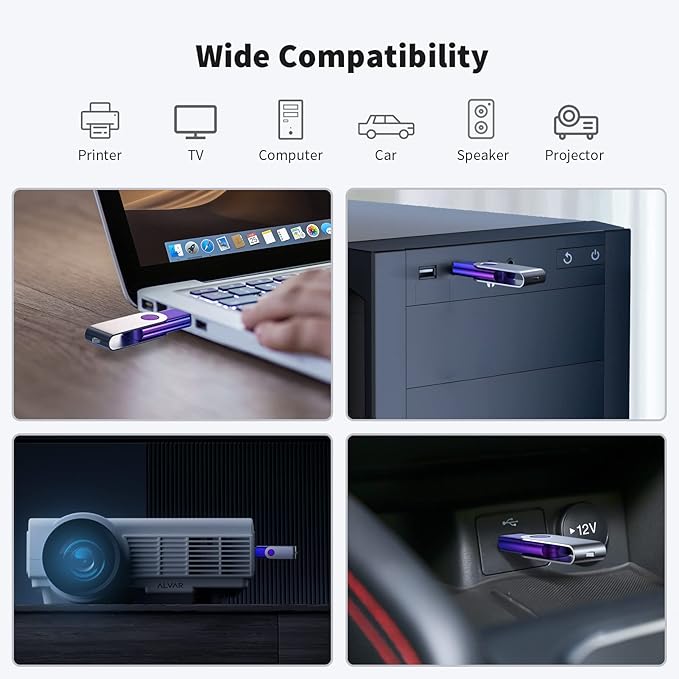 ABLAZE 32GB Flash Drive 2 Pack, USB 2.0 Thumb Drives with Lanyards Swivel USB Memory Stick 32GB（Green and Purple