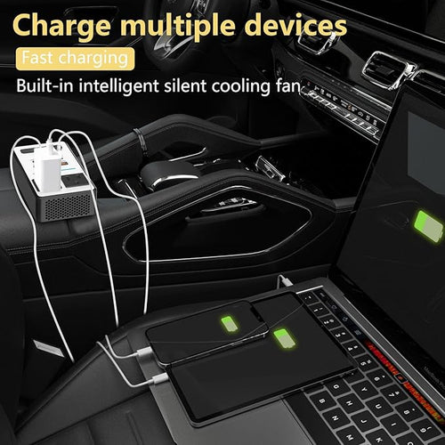 200W Car Power Inverter DC 12V to 110V AC,Cigarette Lighter Adapter Plug with [65W USB-C]/USB-Fast Charger 24W/Multiple USB/Laptop car Charger with Voltage Display