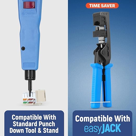 Everest 90° Angled RJ45 Cat6 Keystone Jacks 20-Pack in Light Almond - Slim Profile Female RJ45 Connectors - Cat 6 Keystone Jack - Compatible with 90° Angled Speed Termination Tool - easyJACK