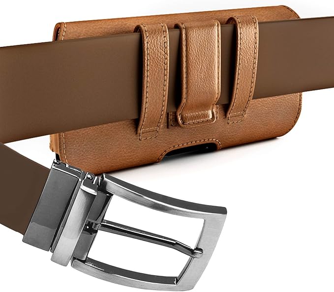 DeBin Case for Galaxy A15 A25 A35 A54 5G A53 A52 A51 A50 A20 Note 20 10+ Note 9 8 XCover Pro S24 FE S23 FE Cell Phone Belt Holder Holster Clip Pouch Cover (Fits Samsung Phone with Otterbox Case) Brown
