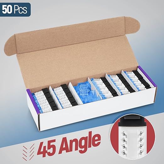 Everest 45° Angled RJ45 Cat5e Keystone Jacks 50-Pack in Black - Slim Profile Female RJ45 Connectors - Cat 5e Keystone Jack - Compatible with 45° Angled Speed Termination Tool - 45Term (B0BL3GS7ZY)