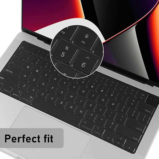 EooCoo Premium Keyboard Cover Skin Ultra Thin Protector Compatible with 2025-2021 MacBook Air 15" 13.6" M4 M3 M2 Chip, MacBook Pro 14" 16" M4 M3 M2 M1 Pro Max Chip, Tinted