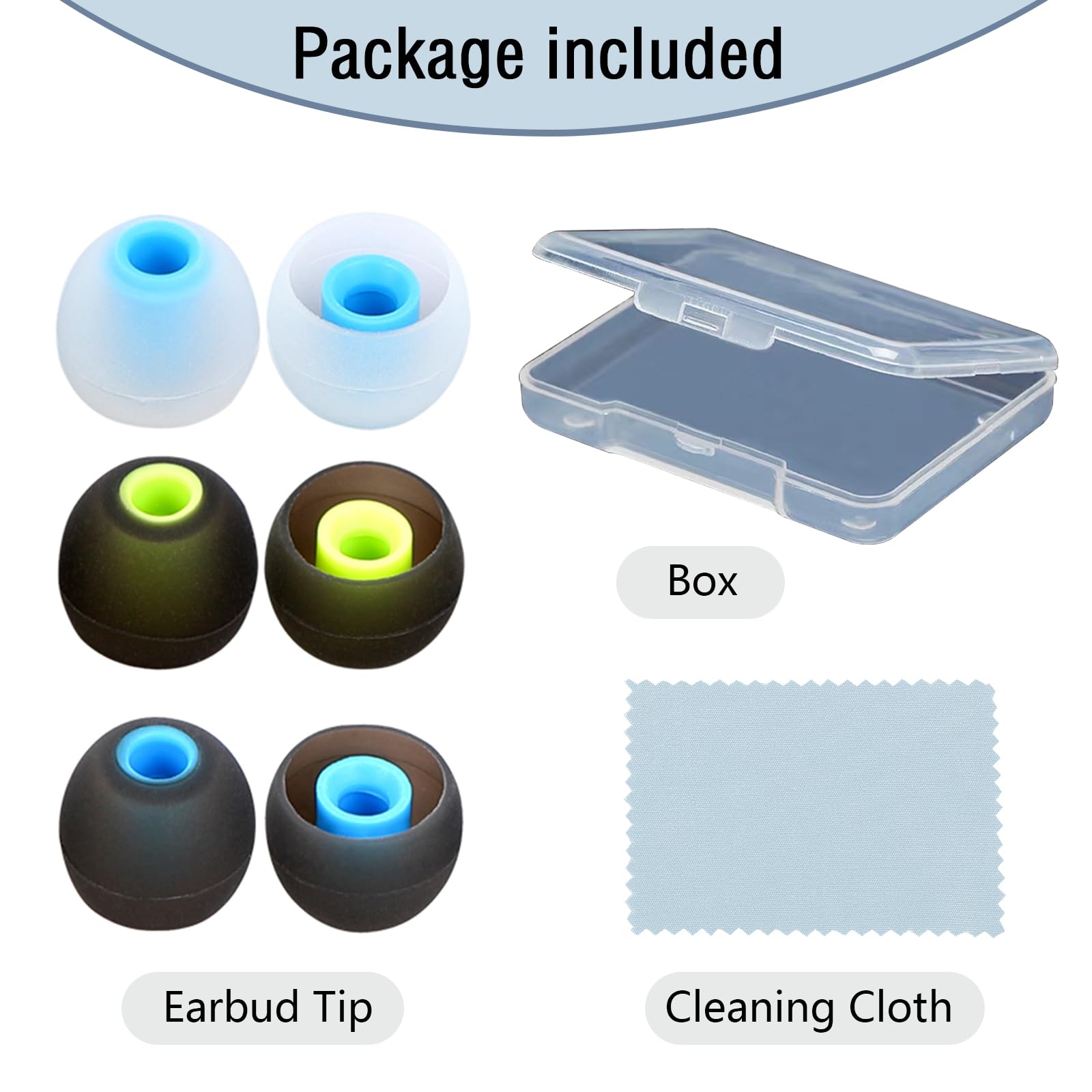 MMYQXI Earbud Replacement Tips Silicone Earbud Tips Earbud Covers Fit for in-Ear Headphones (Inner Hole 3.8mm -5.1mm) Ear Tips Earbud Rubber Tips 9 Pairs S/M/L