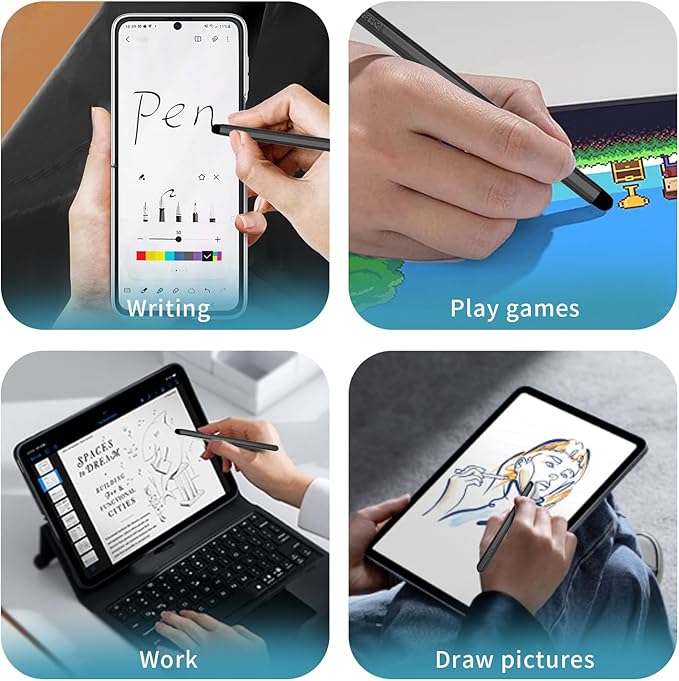 Stylus Pens with Pen Slot for Touch Screens, High Precision Capacitive Universal Stylus for iPad iPhone Tablets Samsung Galaxy All Touch Screen Devices (Silver-Long)