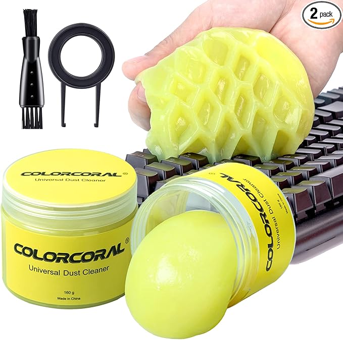 COLORCORAL 2Pack Keyboard Cleaning Gel Set Universal Dust Cleaner for PC Keyboard Cleaning Car Detailing Slime Laptop Dusting Home and Office Electronics Cleaning Kit Computer Cleaning Slime