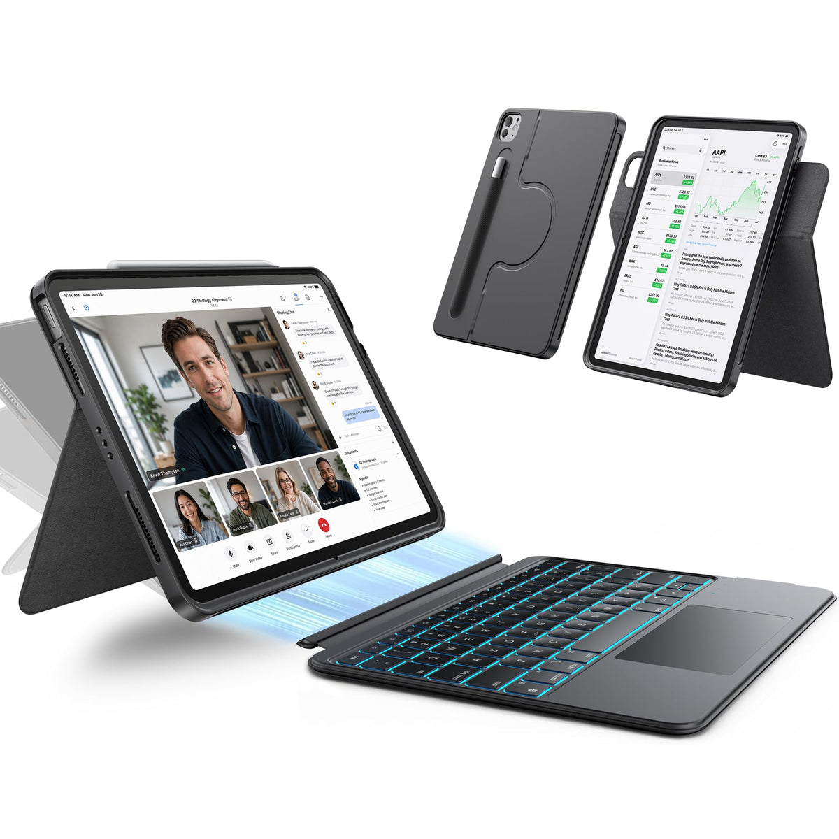 HOU Keyboard Case for iPad Air 11",Air 5/4 gen & iPad Pro 11" 1/2/3/4 gen