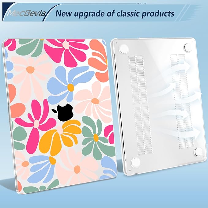 Compatible with MacBook Air 15 inch Case, M4 A3241/M3 A3114/M2 A2941 (Released 2025 to 2023), Hard Shell, Keyboard Cover, Screen Protector, Webcam Cover & Type-C Adapter, ColorfulFlowers