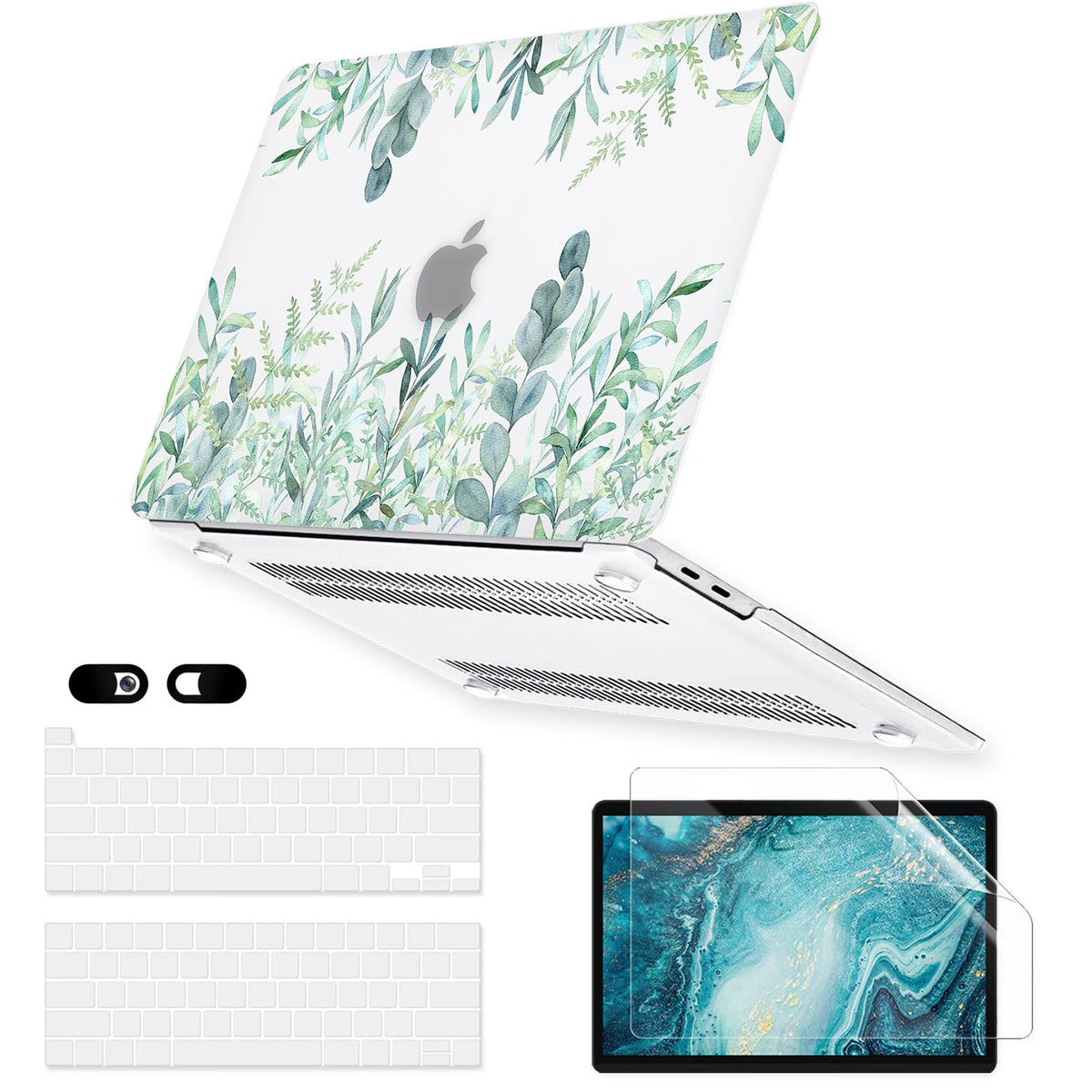 Sparkly Clear Case for MacBook Pro 13 inch M2 M1 A2338 A2289 A2251 A2159 A1989 A1706 2023-2016 Release with Touch ID, 6 in 1 Glitter Plastic Hard Shell&Keyboard Cover&Screen Protector&Webcam Cover