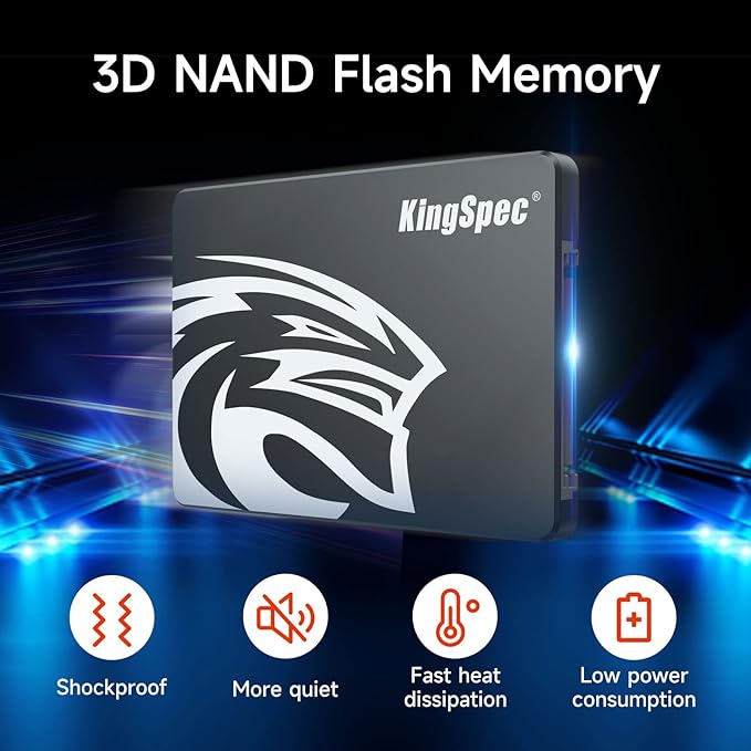 KingSpec 4TB 2.5 SSD SATA III Internal - 550MB/s Read, 520MB/s Write with 3D NAND Flash, for Laptop & Desktop PC Upgrade