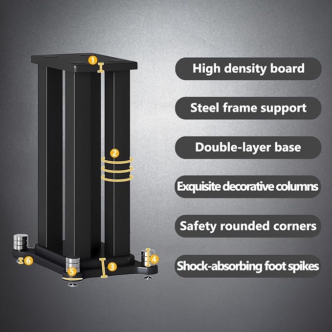 A Pair of Speaker Stands, Bookshelf Speaker Stand Steel Frame Support for Speakers up to 40 kg, Vibration-Absorbing MDF Design, Universal Speaker Stand Improves Sound Quality (50cm/19.6in)