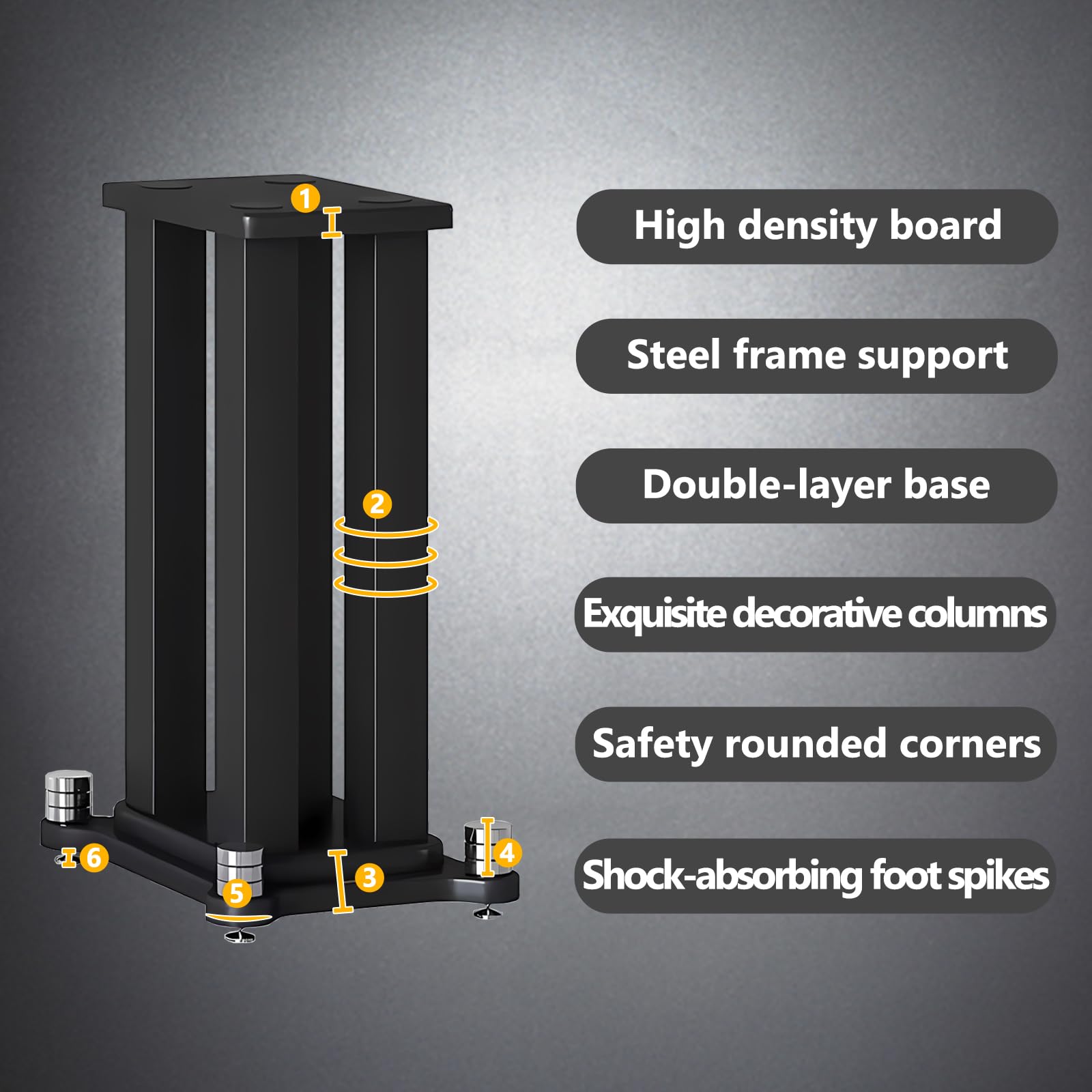 A Pair of Speaker Stands, Bookshelf Speaker Stand Steel Frame Support for Speakers up to 40 kg, Vibration-Absorbing MDF Design, Studio Monitor Stands Improves Sound Quality (70cm/27.5in)