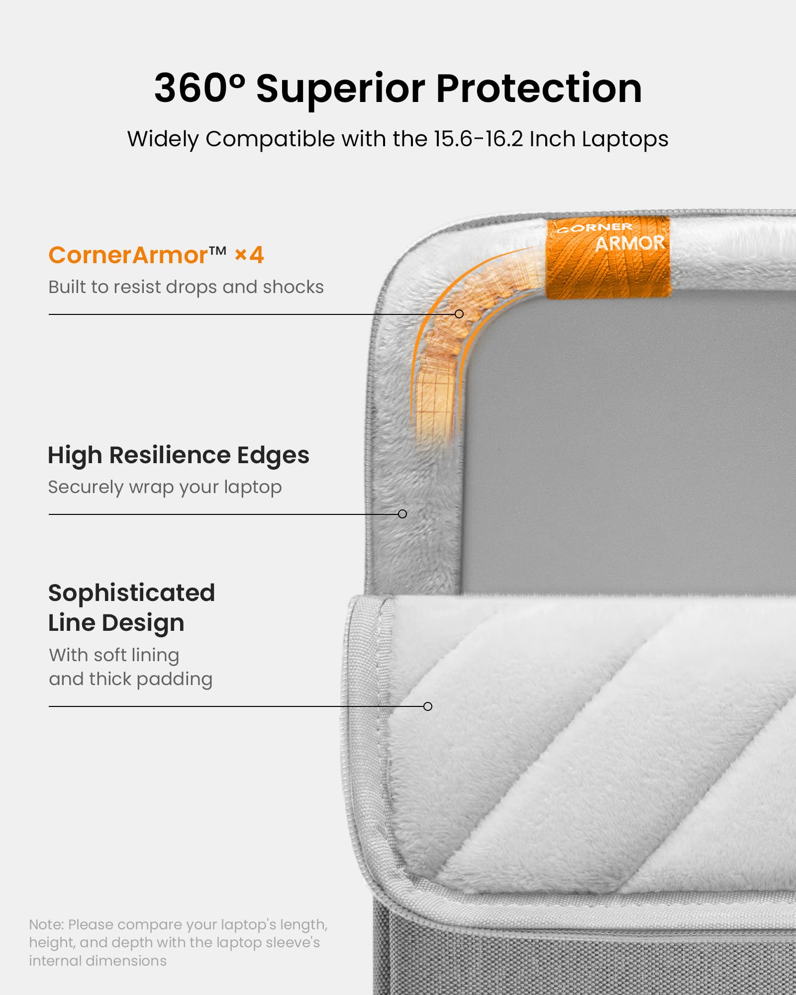 tomtoc 360° Protective Laptop Bag for 15.6" HP Lenovo Acer ASUS Dell Laptop