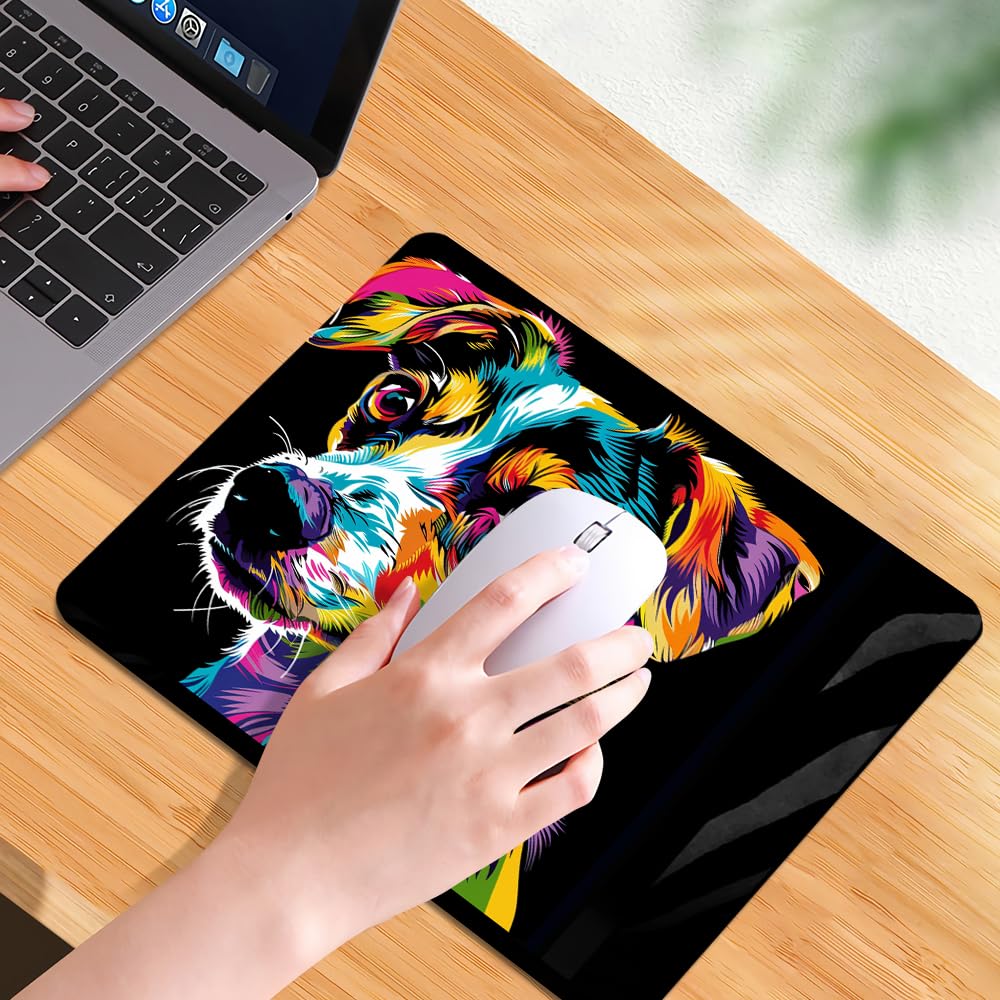 Square Mouse Pad Colorful Dog Portrait-5,Gaming Mouse Pads for Desk,Soft Computer Waterproof Non-Slip Mouse Mat