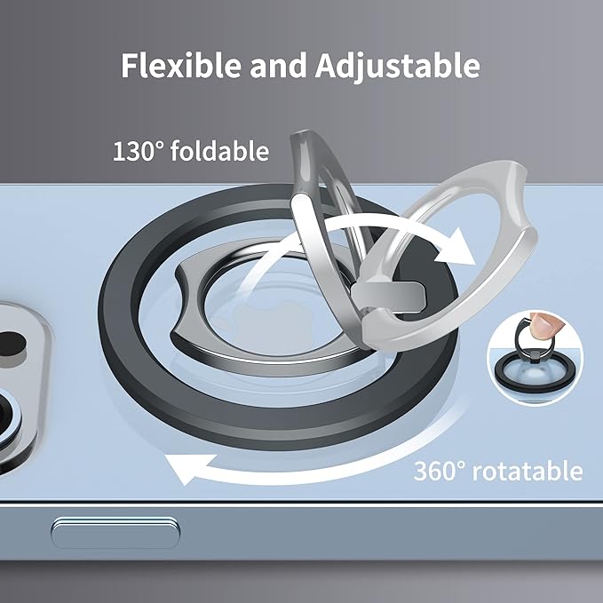PROfezzion Thin Metal Ring Holder for MagSafe, Removable Strongest Magnetic Phone Grip for iPhone 16 15 14 13 12 Pro Max Plus with Mag-Safe Case [Not for Regular Case] [MagSafe Car Mount Compatible]