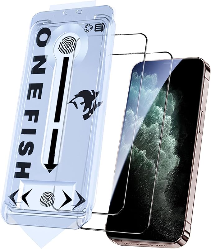OneFish Privacy Screen Protector for iphone 11 Pro Max/Xs Max, Anti-Spy Tempered Glass Private,Edge Protection Screen Protector with Installation Frame,9H Glass Scratch Resistant