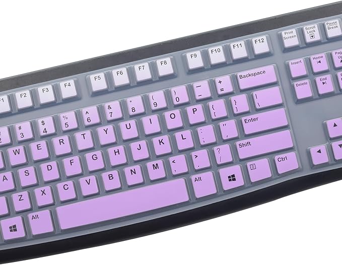Silicone Keyboard Cover for Logitech K120 & MK120 Ergonomic Desktop USB Wired Keyboard, Logitech K120 & MK120 Keyboard Protective Skin US Layout (NOT Fit Other Model)-OmbrePurple