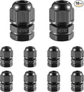 10 PCS 1/4"(4-8mm) NPT Nylon Cable Gland Joints with Gaskets, IP68 Adjustable Lock Nut Strain Relief Cord Grip Waterproof Cable Glands - UL Listed and RoHS Compliant