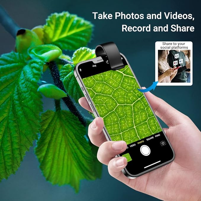 200X Magnification Microscope Lens withCPL Mobile LED Light Micro Pocket Macro Lenses for iPhone Samsung All Smartphones (White with CPL)