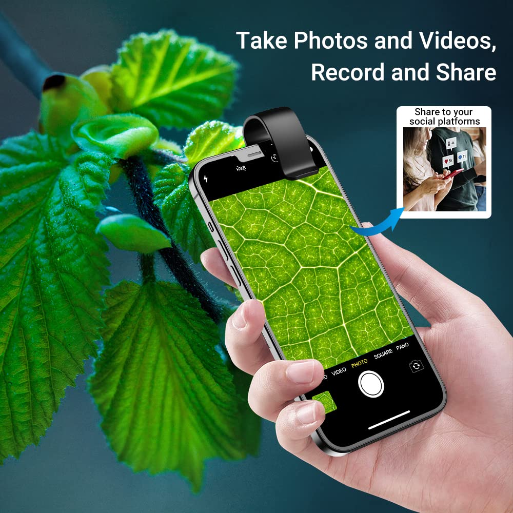 200X Magnification Microscope Lens withCPL Mobile LED Light Micro Pocket Macro Lenses for iPhone Samsung All Smartphones (White with CPL)