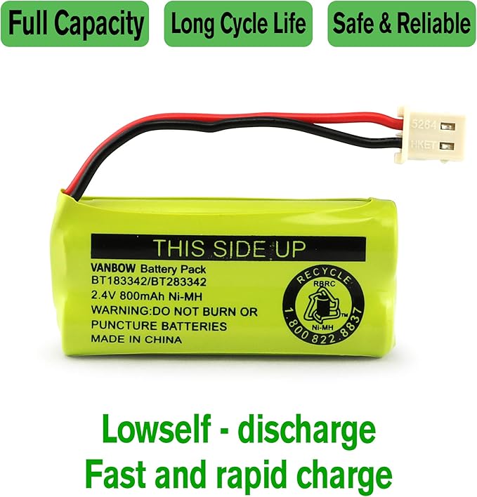 BT183342/BT283342 2.4V 800mAh Ni-MH Battery Compatible with AT&T VTech Cordless Phone Batteries BT166342/BT266342 BT162342/BT262342 CS6709 CS6609 CS6509 CS6409 EL52100 EL50003 (Pack 3)