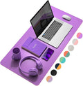 YSAGi Multifunctional Office Desk Pad, Ultra Thin Waterproof PU Leather Mouse Pad, Dual Use Desk Writing Mat for Office/Home (31.5" x 15.7", Aconite Violet+Eosine Pink)