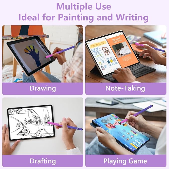 Stylus Pen for iPad 2018-2023 with Palm Rejection, Active Pencil for iPads 10th/9th/8th/7th/6th Gen, for iPad Pro 11/12.9 inch, for iPad Air 5th/4th/3th, for iPad mini 6th/5th Gen(Purple Rose Red)