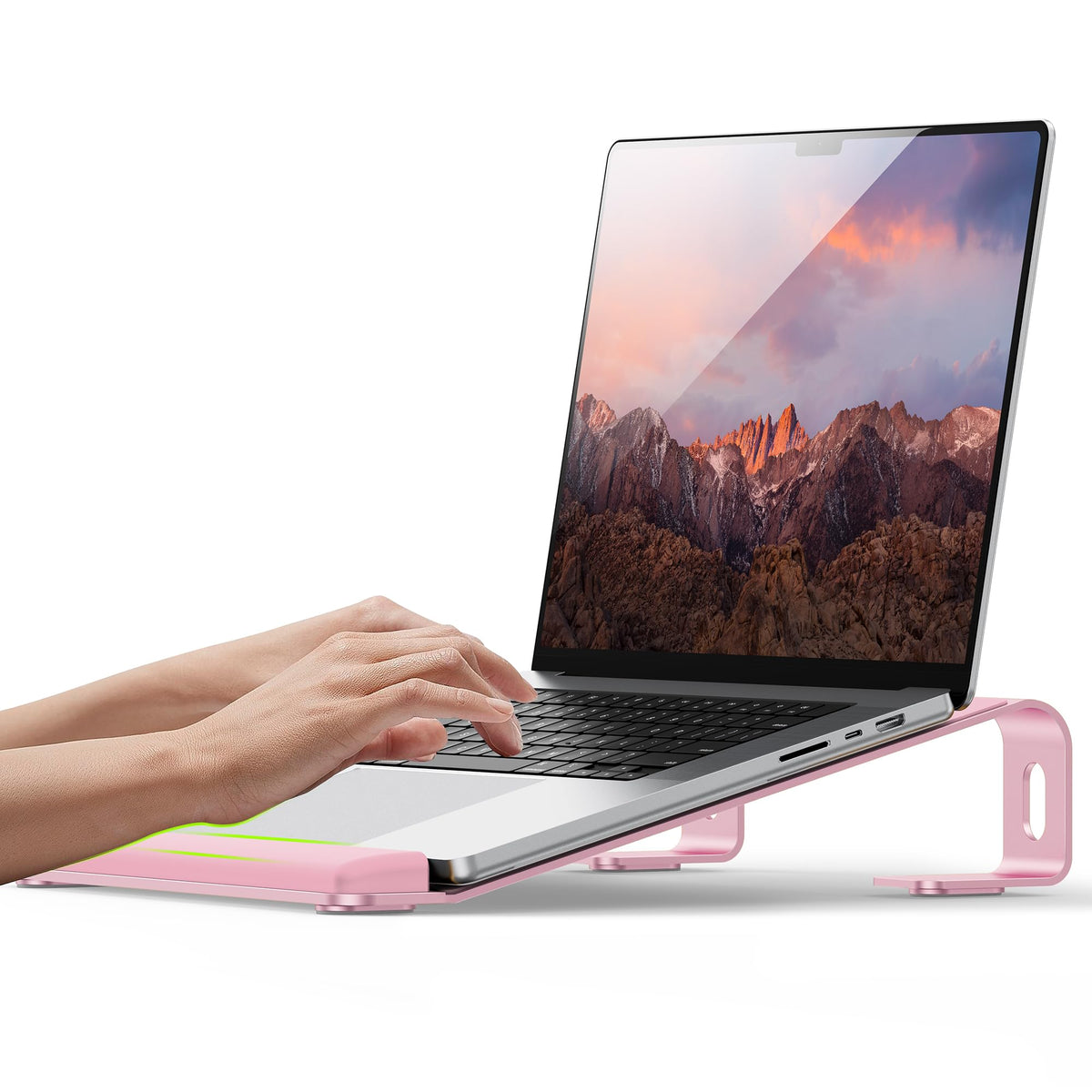JCZT Aluminum Laptop Stand, Laptop Riser with Wrist Rest, Gold