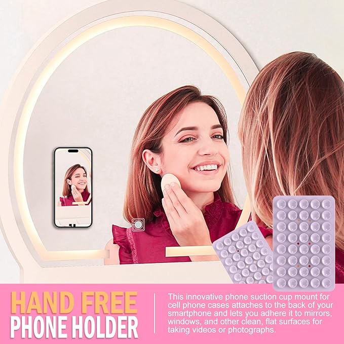 2PACK Silicone Double Sided Suction Phone Case Mount, Detachable Hands Free & Strong Grip Holder for Selfies & Videos, Compatible iPhone Android (Violet, 2Pack 40 Suction Cups)