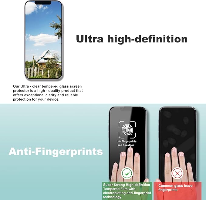 2 Pack Screen Protector Tempered Glass for iPhone 16e and iPhone 14 and iPhone 13 and iPhone 13 Pro 6.1-Inch Auto Dust Removal, No Bubbles, High Definition Clear, Easy Installation