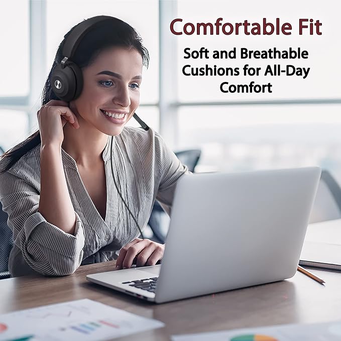 CA Essential USB Headset (HS-2000) – Professional Headset for Calls & Music, All-Day Comfort, Integrated Ear Cup Controls, Optimized for UC Platforms