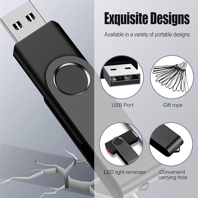 EASTBULL 4GB USB Flash Drive Bulk Thumb Drives 100 Pack with Lanyards USB 2.0 Memory Sticks Zip Drive Pen Drive for Storage and Backup Black 100PCS 4GB