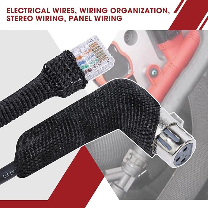 Heat Shrink Wire Loom 2:1 Shrinkable Braided Cable Sleeve 1 Inch ID-46ft Abrasion Protection Flexibility Fabric Wiring Harness Cover Sheath