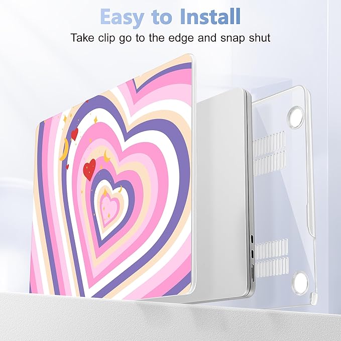 Case for MacBook Air 15 Inch 2025 2024 2023 Release M4 A3241 M3 A3114 M2 A2941, Hard Shell with Screen Protector & Keyboard Cover, Compatible with Touch ID, Wildflower Heart