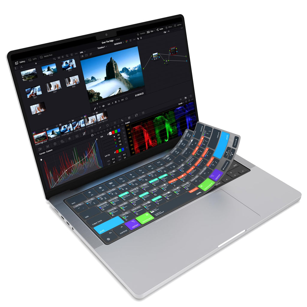 JCPal Davinci Resolve Shortcut Guide Keyboard Cover for MacBook Pro/Air/Neo