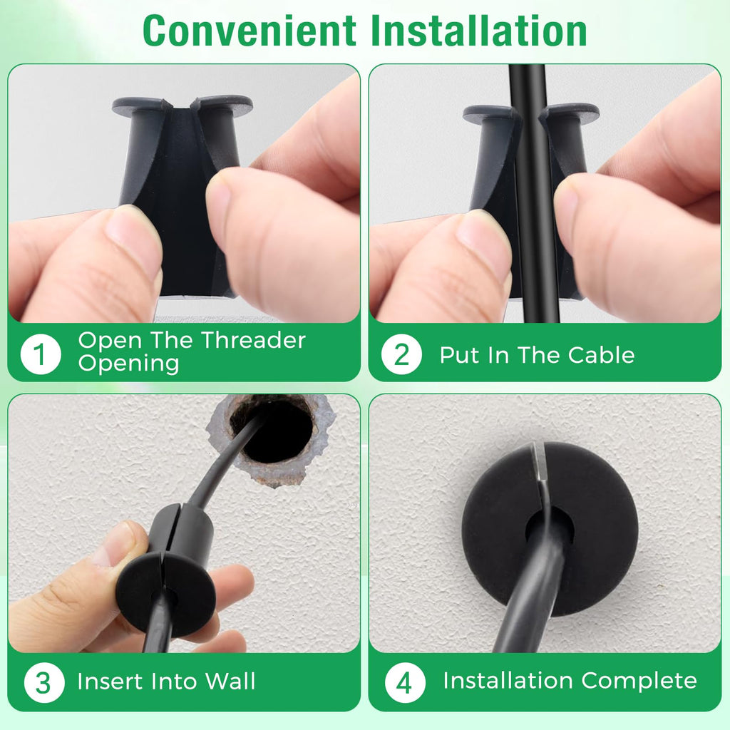 EASYEAH 6pc Green Starlink Cable Grommets 1" Silicone Wire Hole Grommet