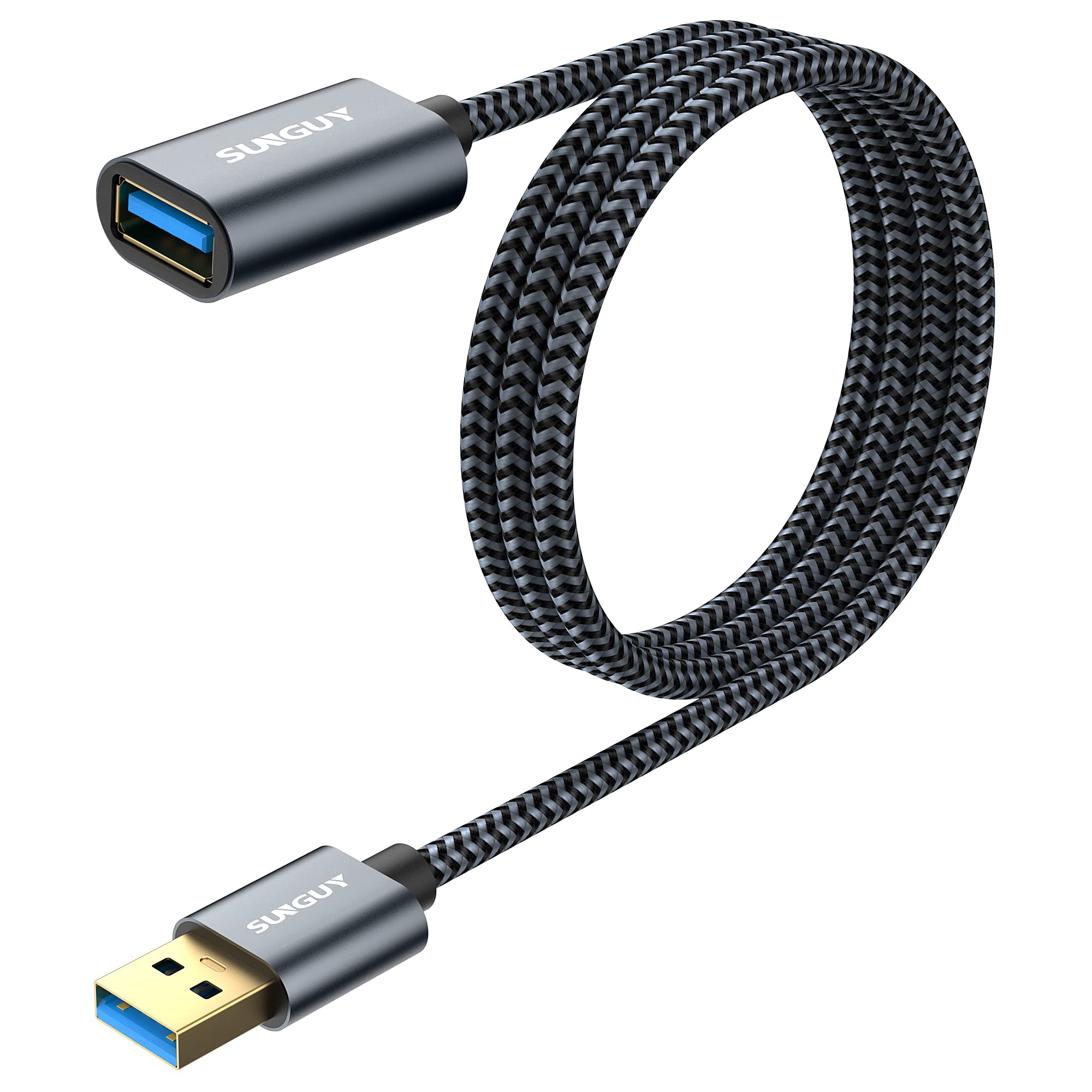 SUNGUY 5Gbps USB 3.0 Extension Cable, 3FT USB Extender, USB A Male to Female Cord, Braided High Data Transfer Compatible with Xbox, Hard Drive, Webcam, USB Keyboard, Mouse, Flash Drive, Oculus VR
