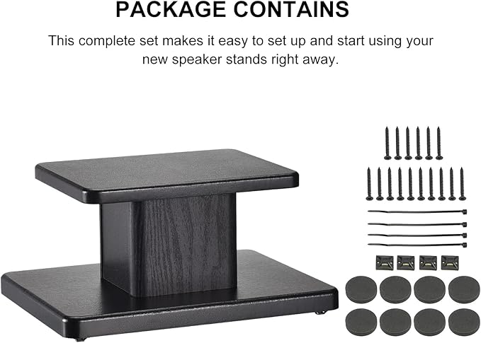 MECCANIXITY Wood Speaker Stands, 2 Pack 11.8 Inch (30cm) Universal Speaker Stand Hollowed Bases Enhanced Audio Listening for Home Theaters Cinema
